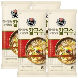 백설 국물이 잘 배는 납작한 면발 칼국수면, 4개, 900g