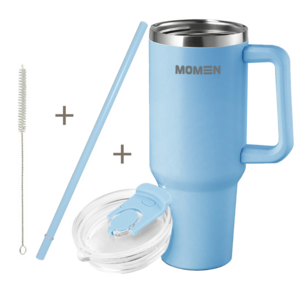 모멘빅터텀블러 대용량텀블러 손잡이 빨대 진공 304, 1.2L, 스카이블루, 1개
