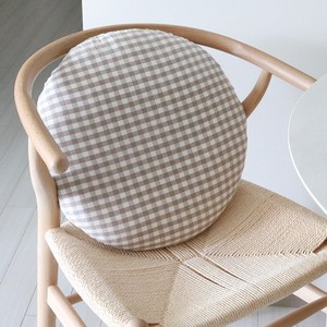 [데코벨] 선염 멜란지 체크 원형 메모리폼 / 방석 쿠션