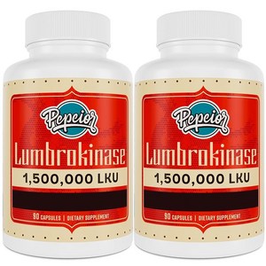 Pepeio Lumbokinase 200mg 최대 활성 1 500 000 LKU - 럼브로키나제 효소 보충제 나토키나제보다 더 효과적 90캡슐 2병 185718, 90 Count (Pack of 2), 90정, 2개