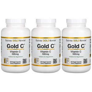 [2+1] CGN 캘리포니아골드뉴트리션 골드씨 비타민씨 500mg 240 베지 캡슐 비타민C 아스코르빈산 아스코르브산 ascobic acid, 3개, 240정