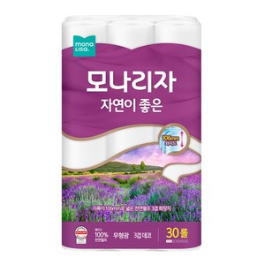 모나리자 자연이 좋은 천연펄프 3겹 고급롤화장지, 30m, 30롤, 2개