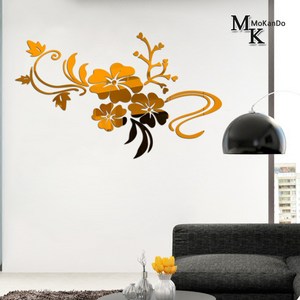 아크릴 스티커 3D 입체 포인트 시트지 벽장식 카페 집꾸미기 인테리어 세계지도외 28종, 16_금꽃넝쿨(골드)초소형