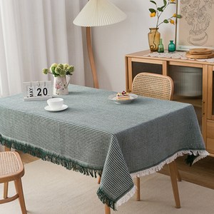랄라룸 린넨 잔체크 테이블보 식탁보, 그린(130x180cm)