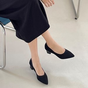 [당일출고] 꼼꼼구두 누아 발편한 여성 구두 통굽 펌프스 니트 스틸레토 미들힐(5cm)
