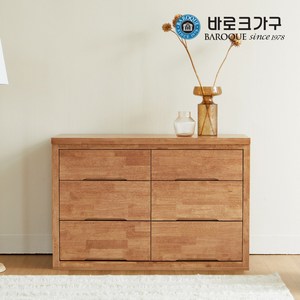 바로크가구 우즈 원목 광폭 3단 와이드 서랍장_월넛, 월넛