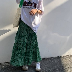 보드미 플레어 F007088 패턴플레어 밴딩 롱스커트