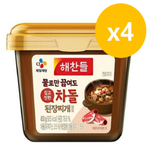 해찬들 물로만 끓여도 깊고 진한 차돌 된장찌개 양념, 450g, 4개