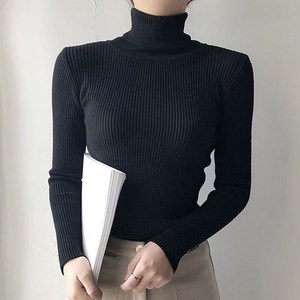 미미스 여성 슬림핏 목폴라 니트 긴팔 터틀넥 폴라티