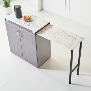 뉴블 확장형 홈바 800 대리석무늬 아일랜드식탁, 그레이(DSC301GRC)