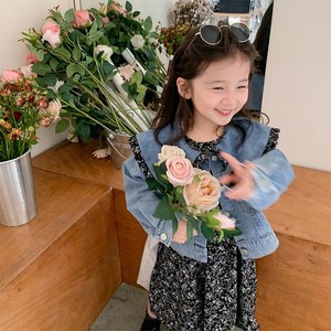 뽀뽀뽀 아동복 여아 레이스 청자켓+원피스 세트 유아 키즈 아동 봄 가을 데님 플라워 원피스 옷