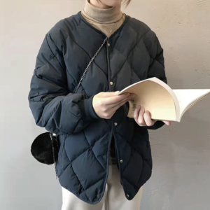 아르엘 여성 오버핏 퀄팅 경량 숏패딩 점퍼