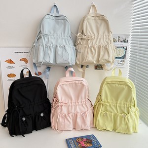 샤샤벨 리본 스트링 백팩 발레코어 여학생 가방 경량 나일론 여성 여아 책가방