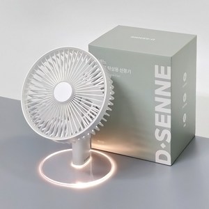 디센느 무선 LED 무드등 소형 탁상용 선풍기 사무실 캠핑 겸용, 화이트, DSF004