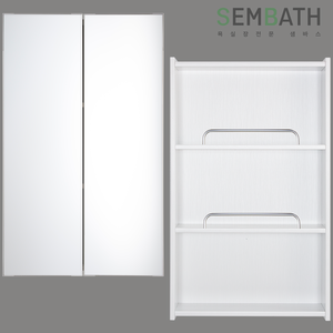 샘바스 한정특가세일 AL누드장 전면거울 이쁜 욕실장 여닫이 수납 화장실 인테리어, 아이보리, W800xH800, 1개