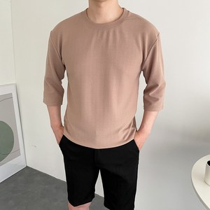 12컬러 구김없는 여름 오버핏 스판 무지 7부 반팔티셔츠