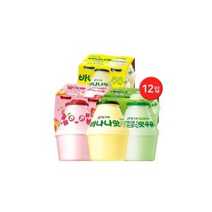 빙그레 단지우유240ml 3종 12개(바나나4개+딸기4개+메로나4개), 240ml, 1개, 1세트