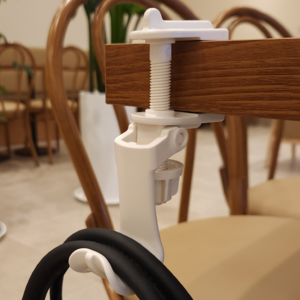 [투디엘] 원터치 가방걸이 2+1 책상 사무실 휴대용 다용도 생활공간활용 책가방 핸드백 행거 후크 가방고리 간편 거치 무타공 휴대용 가방걸이, 3개, 아이보리