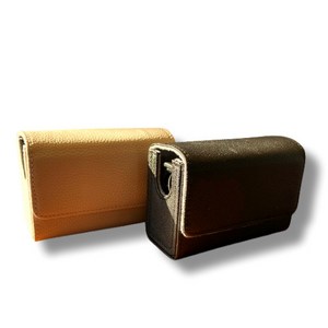 내일은버디 프리미엄 클립형 골프 거리측정기 케이스, 가죽케이스 가로형, 크림, S