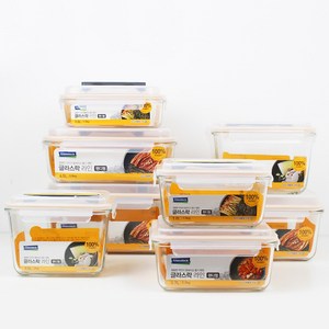 글라스락 라인 손잡이 유리 밀폐용기 김치 반찬통 8종, 단일