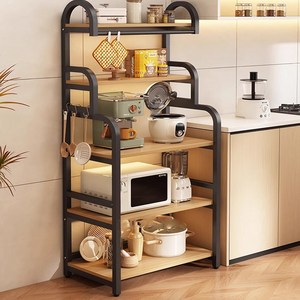 SeekFun 다용도 주방 선반 전자레인지 오븐 수납 조리도구 정리용 다층형 선반, 5단, 검은 호두색