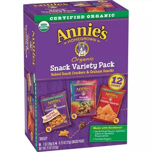 [미국 직배송]애니스 오가닉 스낵 버라이어티 스낵 팩 12팩 312g Annie's Homegrown Variety Snack Pack, 12개