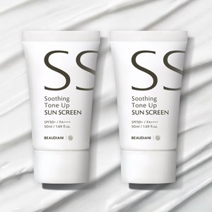 뷰디아니 선크림 50ml 톤업 백탁 눈시림 끈적임 유분기 없는 촉촉한 수분 노세범 미백 썬 밀크 선 로션 피부과 스포츠 골프 바디 지성용 SPF50+, 2개