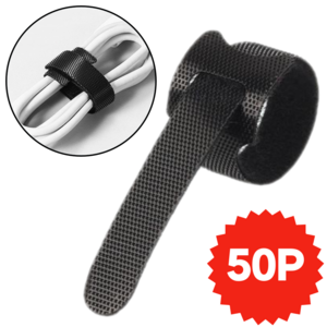 생활그린 반영구 벨크로 전선 케이블 정리 찍찍이 50p, 블랙, 1개