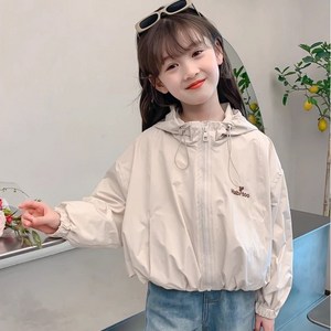여아 아동 바람막이 베이지 데일리 집업 아우터