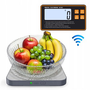 주방용 저울 무선 수신 디지털 전자 가정용 정확하다10kg / 1g 베이킹 계량 LCD 디스플레이 뒷면 마그네틱 (배터리 미포함), SilverGray, WS10, 10kg