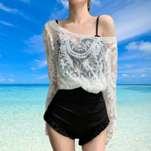 라이프릴 시스루 비키니 커버업 니트