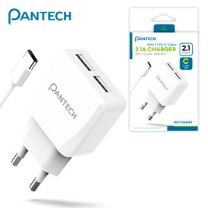 팬택 2.1A USB 2포트 고속 C타입 멀티충전 AtoC케이블포함, 화이트, 3개입