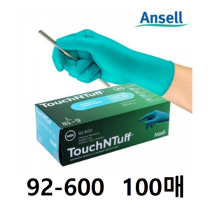 안셀 일회용 내화학장갑 터치앤터프 100매입 92-600 니트릴 TouchNTuff, 1개, M