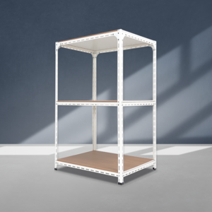 부원진열장 조립식 420 620 철제 볼트 앵글 선반 800 x 500 1500 3단, 아이보리/고급양면코팅