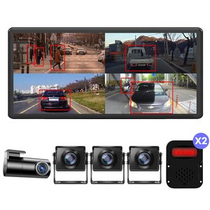 메모리카드 포함 10.36인치 4k 와이드 4채널 블랙박스 후방카메라 풀세트 X4, 실내 카메라 1개+실외 카메라 3개, 128GB