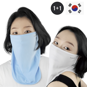믹스어블 자외선차단 얼굴햇빛가리개 페이스커버 마스크, 스카이블루+화이트