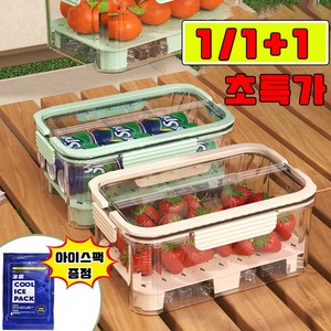 [당일 출고] 1/1+1 냉장고 투명 정리함 과일 도시락 냉장고 정리 보관 용기 야채 보관용기 다용도 보관함 사은품 랜덤 증정, 1개, 핑크