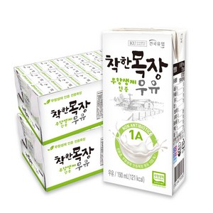 [건국유업] 착한목장 무항생제 멸균우유, 190ml, 48개