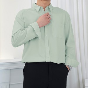 남성용 구김없는 스판 셔츠 링클프리 오버핏 캐주얼 셔츠