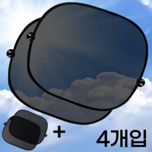 데이모노 간편 부착 흡착식 차량용 햇빛가리개, 4개, 블랙