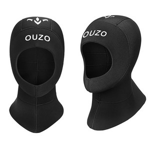 OUZO 다이빙 모자 스쿠버 잠수 후드 3mm, 블랙