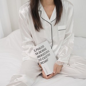 니가조화 부드러운 잠옷 레이스 긴팔 파자마