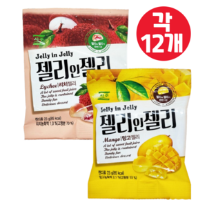 서주 젤리인젤리 망고맛 23g 12개 + 리치맛 23g 12개 (총24개), 24개