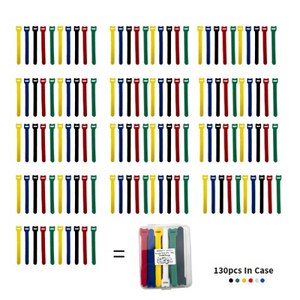 드림엑시트 벨크로 타이 벨크로 찍찍이 벨크로 테이프 케이블 타이 전선 정리 정돈 6종 색상 130개, 혼합색상, 1개