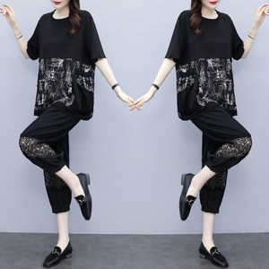 패션고리 여성 라운드 박시핏 7부 투피스 H0005