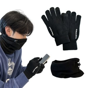 하이노픈 남성 겨울 터치 니트 장갑 방한 넥워머 세트