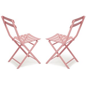 메블르 철제 접이식 의자 2개 세트, 핑크