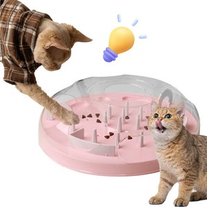 [한정세일]PET MOMENT 고양이 먹이퍼즐 난이도조절 미로 간식 정난감 퍼즐노즈워크 IQ 분리불안 비만방지, 딸기우유 핑크, 1개