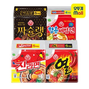 오뚜기 함흥비빔면 4입+열라면 5입+진라면 매운맛 5입+짜슐랭 5입, 1세트