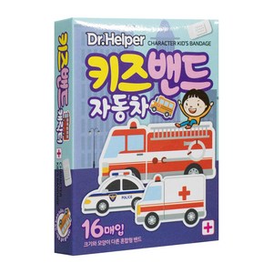 닥터헬퍼 캐릭터 키즈밴드 자동차 단독 모양 일회용 반창고 상처밴드 혼합형 16P X 6개입, 6개